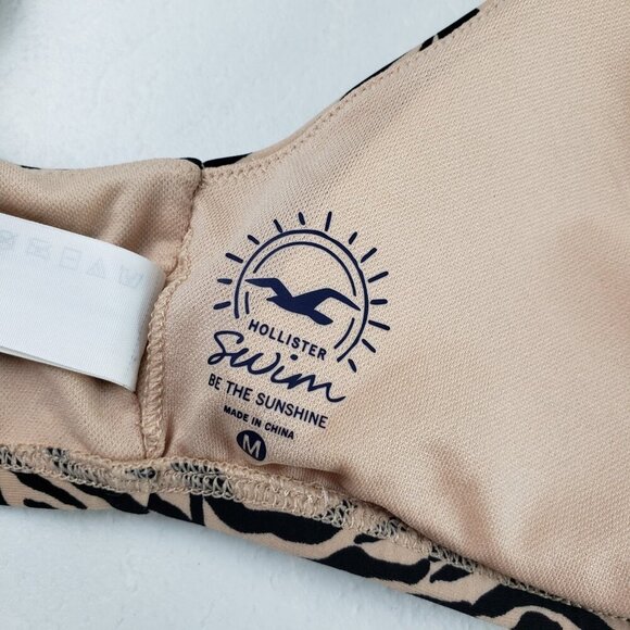 Hollister Animal Print Bikini Womens Medium Tan Two Piece Cheeky Bottom Swimsuit - Picture 10 of 15